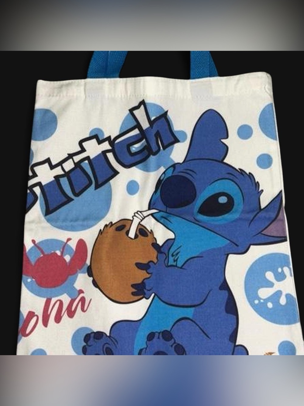 Blue & White Multicolor Stitch Tote Bag With Coconut
